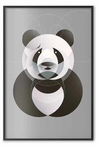 Poster: Panda nei cerchi - panda nero astratto fatto di figure geometriche