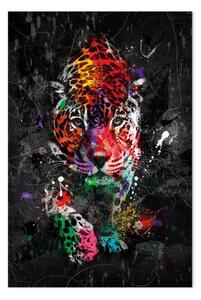 Quadro su tela Animali colorati: pantera verticale