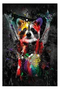 Quadro su tela Animali colorati: procione verticale
