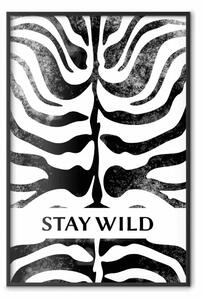 Poster: Resta selvaggio - scritte in inglese su sfondo zebra