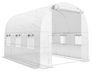 Outsunny Serra a tunnel ca. 2,7 x 2 x 2 m con ripiani, porta avvolgibile con cerniera, 6 finestre a rete, aste di supporto | Aosom Italy