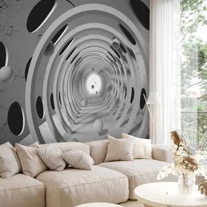 Carta da parati Tunnel dei ricordi - astratto con corridoio in bianco e nero in 3D