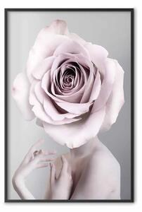 Poster: Monologo rosa - composizione astratta donna con rosa