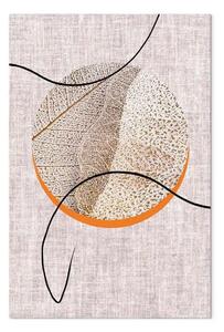 Quadro su tela Cerchio e due linee nere - astrazione grigia in stile boho