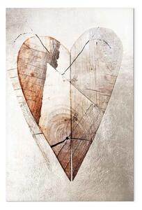 Quadro su tela Albero d'amore verticale - astrazione rustica con cuore
