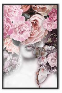 Poster: Dai un bacio - ritratto astratto donna circondata da rose