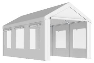 Outsunny Tettoia 3 x 6 m, Riparo Robusto ad Altezza Regolabile con Porte e Finestre, Bianco | Aosom Italy