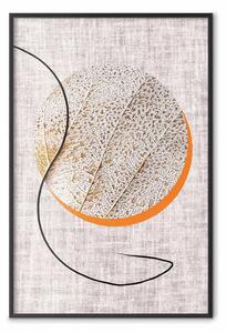 Poster: Esercizio lunare - cerchio arancione su texture di stoffa beige