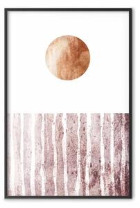 Poster: Armonia e ritmo - cerchio su bianco sopra texture marrone
