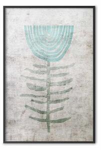 Poster: Giglio blu - astratto fiore blu su texture di stoffa