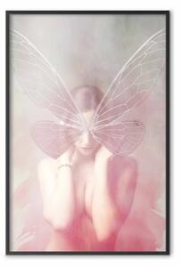 Poster: Farfalla notturna - astratta composizione farfalla e donna