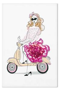 Quadro Ragazza in motorino verticale - donna astratta