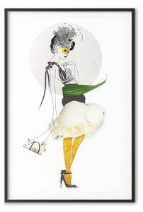 Poster: Calze gialle - astratta silhouette di donna con dettagli di fiori