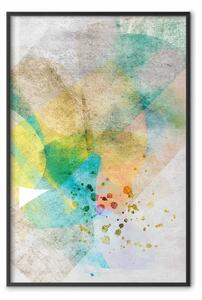 Poster: Farfalla e sogni - colorata composizione astratta su texture tessile
