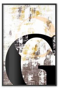 Poster: Lettera G - lettera nera tra pattern astratti su sfondo bianco