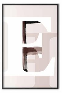 Poster: Lettera E - lettera bianca dell'alfabeto su sfondo astratto pastello