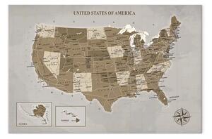Quadro contemporaneo Mappa degli Stati Uniti d'America - composizione in bronzo