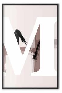 Poster: Lettera M - lettera bianca su sfondo astratto rosa chiaro