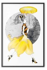 Poster: Ragazza in corsa - astratta figura femminile in gonna gialla