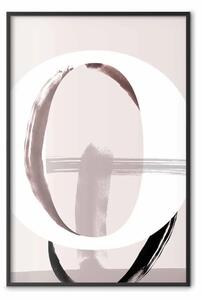 Poster: Lettera O - lettera bianca su sfondo astratto rosa chiaro