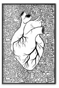 Poster: Cuore puro - cuore umano in bianco e nero su sfondo astratto