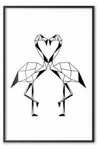 Poster: Fiamma sottile - uccelli astratti formano cuore