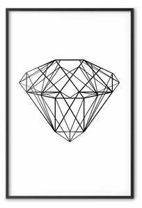 Poster: Nobile - line art nero di un diamante su sfondo bianco contrastante