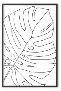Poster: Disegno di Monstera - line art foglia Monstera su sfondo chiaro