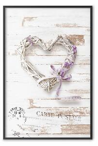 Poster: Messaggio intrecciato - cuore decorativo su sfondo di legno chiaro