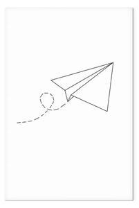 Quadro Contorni neri di aeroplano di carta - astrazione su uno sfondo bianco