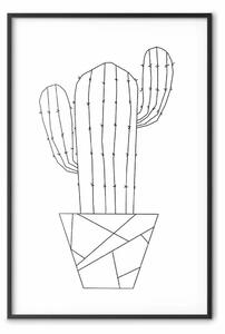 Poster: Cactus selvaggio - line art di un cactus con figure
