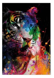 Quadro su tela Tigre del Bengala verticale - animale astratto raffigurato