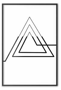 Poster: Apice della geometria - line art nera figura triangolare su bianco