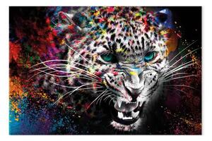 Quadro contemporaneo Cacciatore verticale - animali selvatici astratti colorati