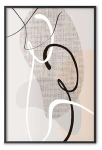 Poster: Configurazione amorosa - line art astratta su texture tessuto