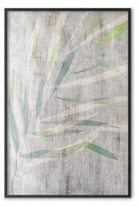 Poster: Chamedora - composizione con motivo vegetale su tessuto grigio