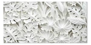 Quadro su tela Giardino alabastrino - ornamento bianco in stile vegetale