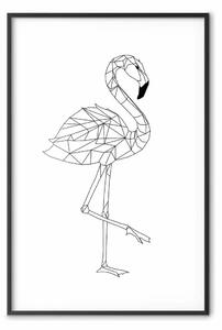 Poster: Fenicottero tranquillo - line art di uccello su bianco