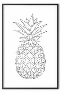 Poster: Schizzo fruttato - line art frutta tropicale su bianco