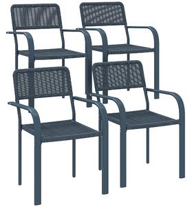 Outsunny Set di 4 Sedie da Giardino Esterne Impilabili con Braccioli Schienale e Telaio in Acciaio 55x60x83 cm Grigio Scuro | Aosom Italy