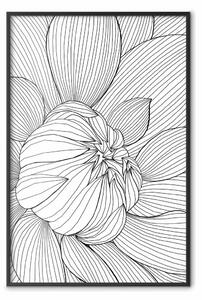 Poster: Linea floreale - line art astratta di pianta in nero su sfondo bianco