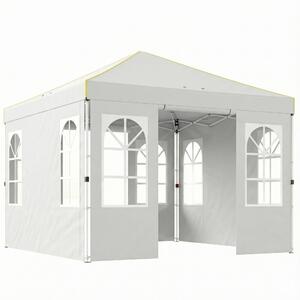 Outsunny Gazebo Pieghevole 300x300 cm Pop-up con UPF50+ 4 Lati Rimovibili Altezza Regolabile e Borsa di Trasporto Bianco | Aosom Italy