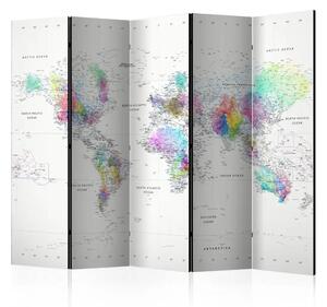 Paravento separè Mappa del mondo colorata - continenti colorati