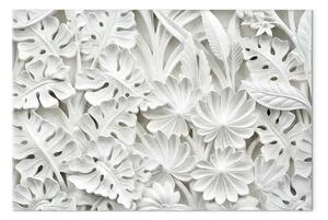 Quadro contemporaneo Giardino di alabastro largo - ornamenti bianchi astratti