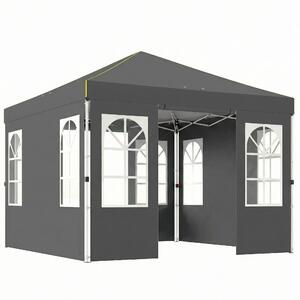 Outsunny Tenda Pieghevole 3x3 m Pop-up con UPF50+ 4 Pannelli Rimovibili Altezza Regolabile e Borsa da Trasporto Grigio Scuro | Aosom Italy