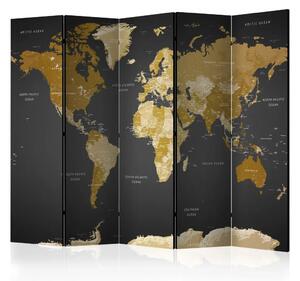 Paravento separè Mappa del mondo moderna - continenti su sfondo nero