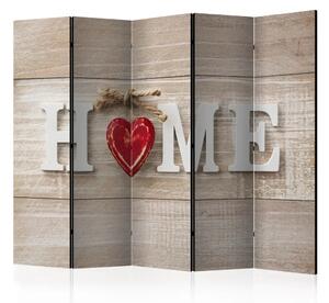 Paravento design Cuore di casa - scritta inglese su legno chiaro