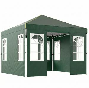 Outsunny Gazebo Pieghevole 3x3 m Pop-up con UPF50+ 4 Laterali Rimovibili Altezza Regolabile e Borsa per Trasporto Verde | Aosom Italy