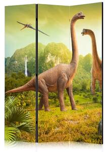 Paravento design Dinosauri - rettili preistorici e paesaggio per bambini