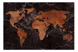 Quadro contemporaneo Mappa di rame largo - mappa del mondo su sfondo scuro